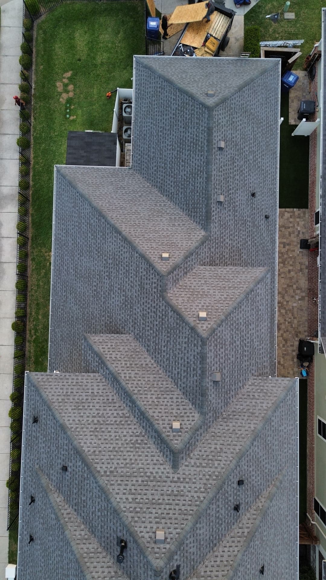 Completed Yearby shingle roof viewed from directly overhead