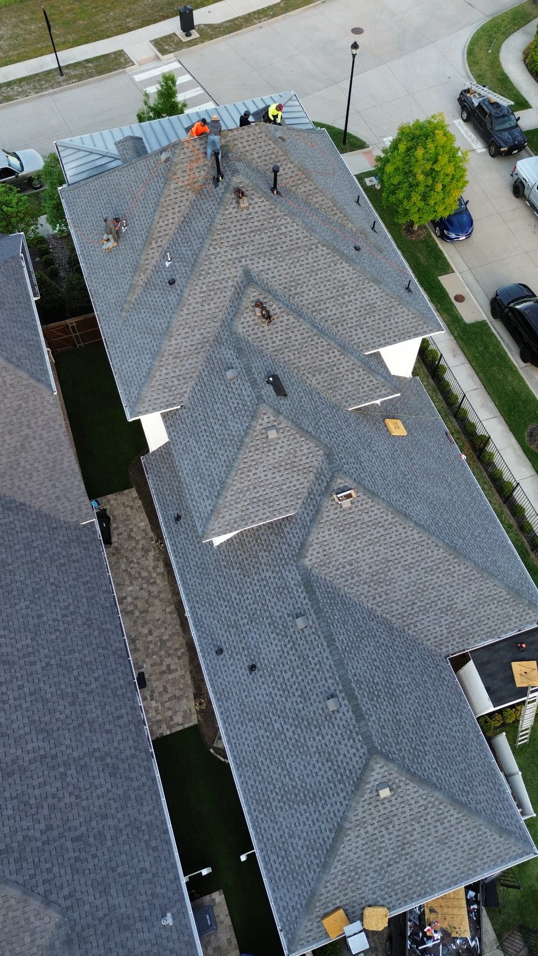 Yearby completed shingle roof, aerial view 1