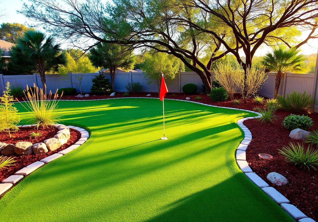 Synthetic turf lawn in a North Texas backyard